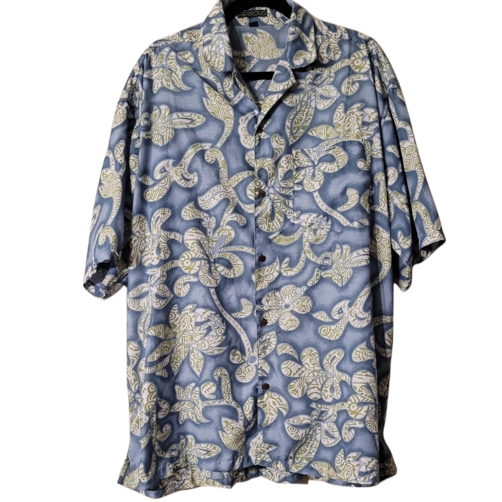 Ferrous Men's Casual Button-down Shirt Size XL Blue